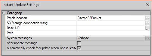 If the 'PrivateS3Bucket' option is selected, additional
properties are exposed.